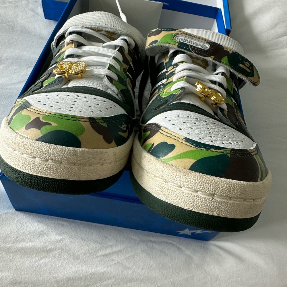 Adidas x BAPE Forum 84 Low “30th Anniversary Green Camo” Sneakers - Picture 7 of 9